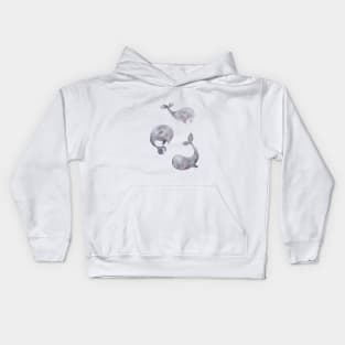 Gray baby whales Kids Hoodie